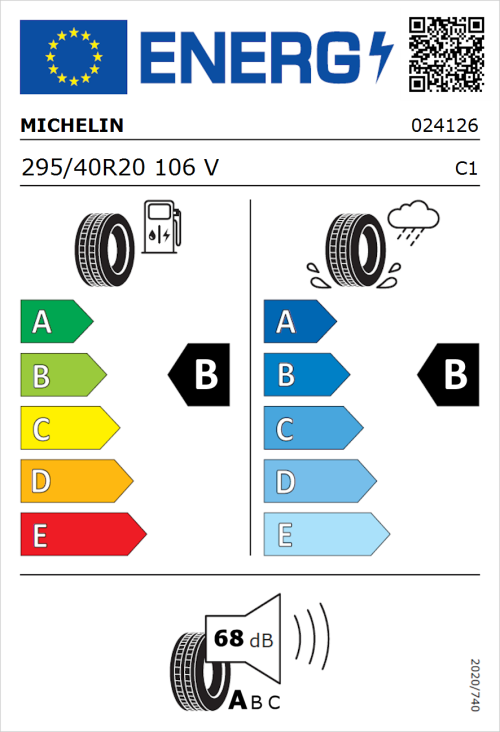 Tyre Label for Michelin Latitude Tour HP 295/40R20 106V